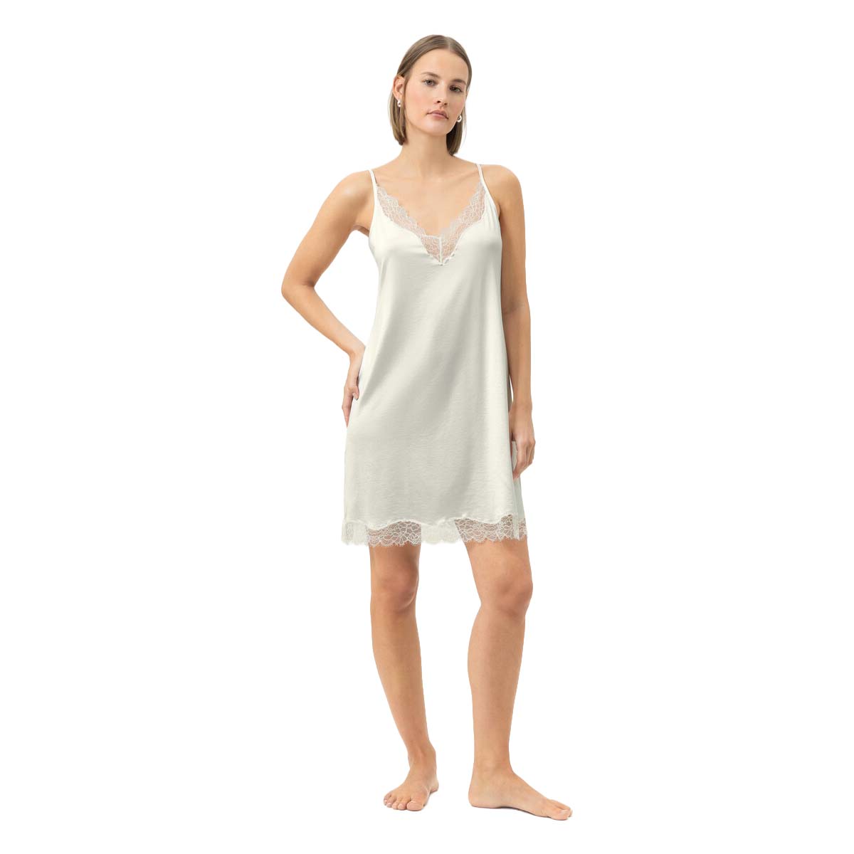 Mey Pure Shine Lace natkjole, creme - 1230178 - 5 - Champagner
