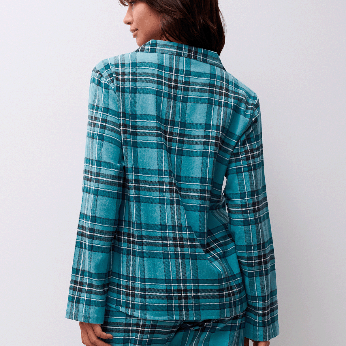 Femilet Heat natskjorte, turkis - FN3820 - C30 - Dark Blue Checks