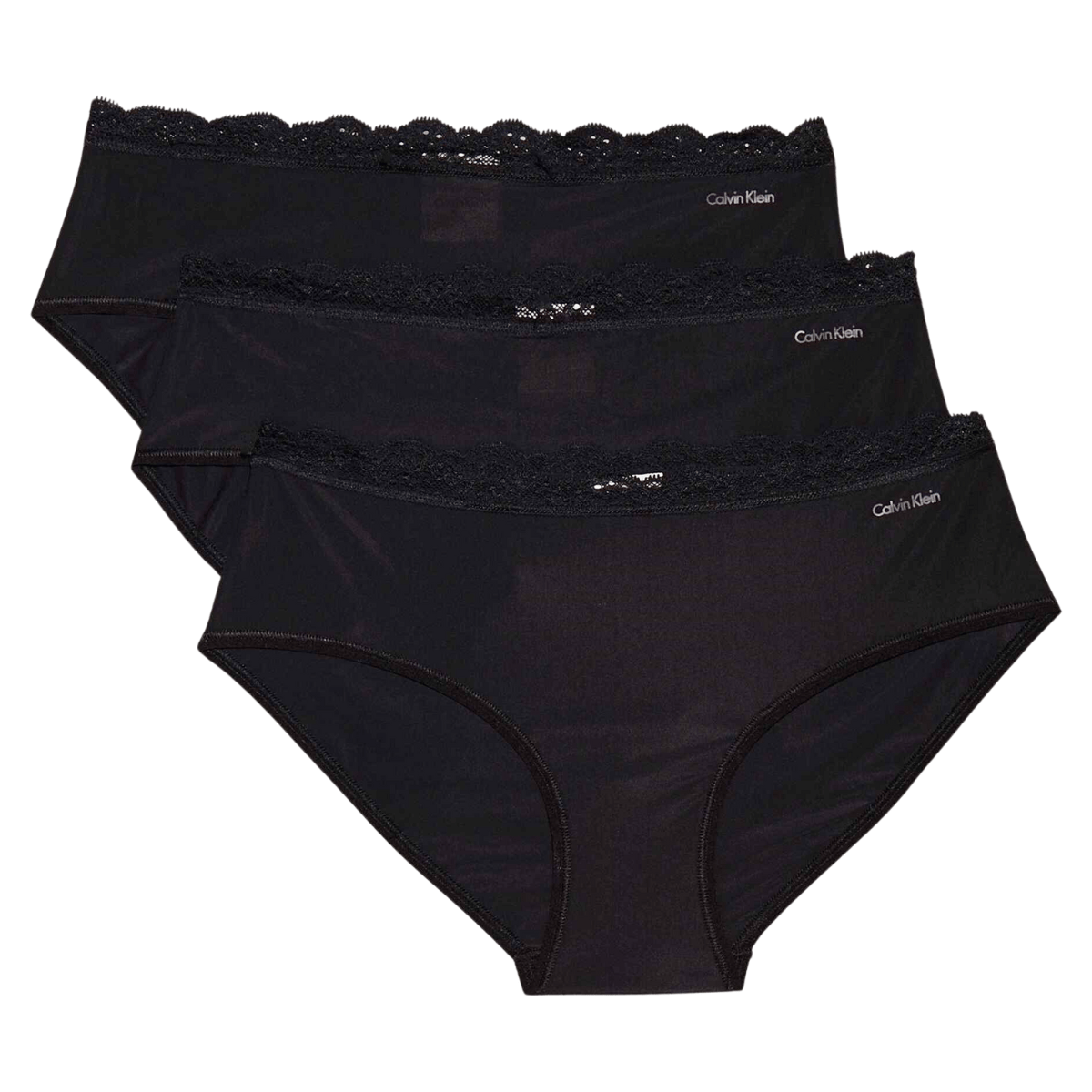 Calvin Klein Microfiber Stretch 3-Pack hipster trusse, sort - LV00QD5302 - UB1 - Black/Black/Black