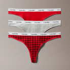 Calvin Klein Icon Logo 3-Pack g-streng, multi - 000QD5209E - 31W - Bloctched Plaid+Adreanaline Rush/Black