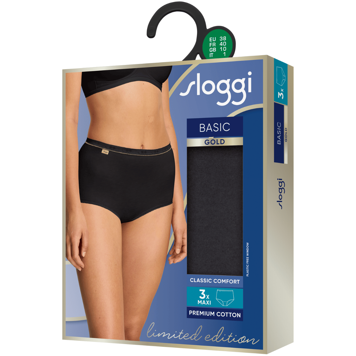 Sloggi Basic Gold H C3P 3-Pack maxi trusse, sort - 10224695 - 0004 - Black