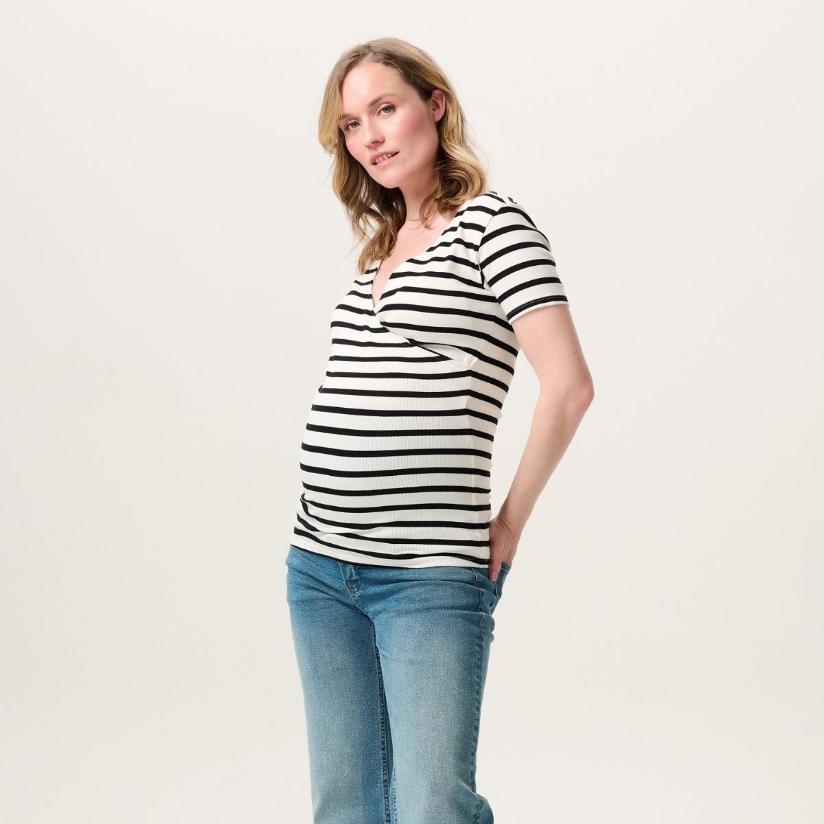 Noppies Sanson Amme t-shirt, hvid - 50N0013 - N340 - Cream Stripe
