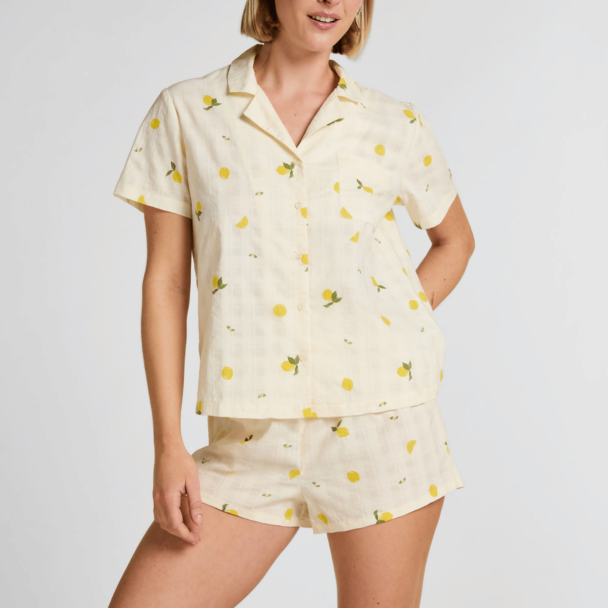 Hunkemöller pyjamas, gul - 304619 - WINTER WHITE - Winter White