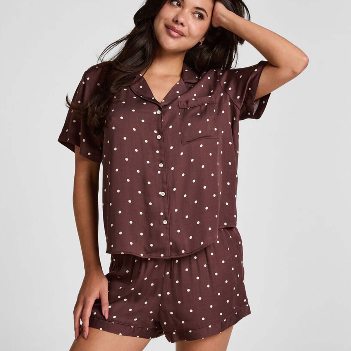 Hunkemöller natshorts, brun - 306100 - Deep Mahogany - Deep Mahogany