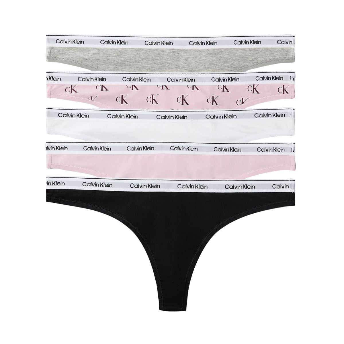 Calvin Klein Icon Logo 5-pak g-streng, multi - LV00QD5221 - H0W - Black/grey heather/hawaii orchid/cl
