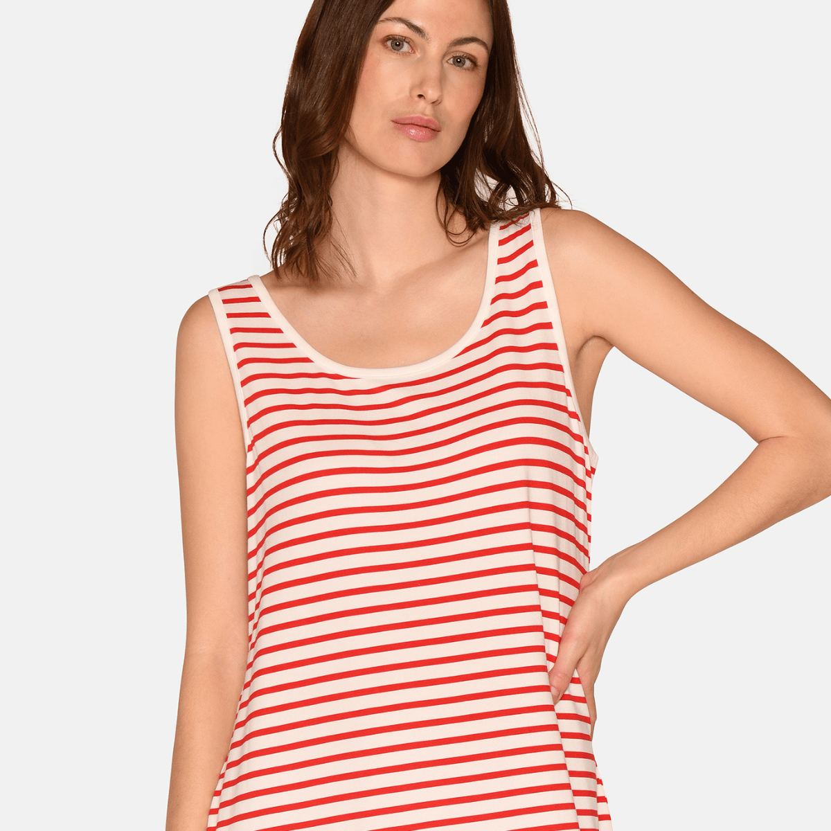 CCDK Anna natkjole, rød - 60426 - 3029 - Bittersweet Stripe