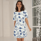 Lady Avenue Bamboo natkjole, multi - 63-702 - 655 - Blue/Grey Floral