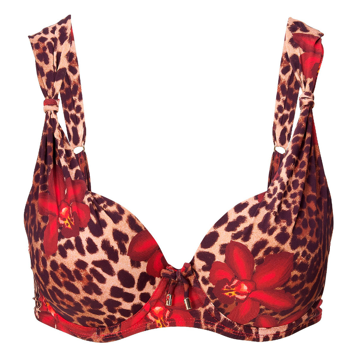 LingaDore Leopard Flower Shine bikini top med bøjle, leopard - 8201BT - 340 - Leopard Flower