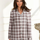 Lady Avenue Cotton Flannel natskjorte, multi - 83-1185 - 361 - Army/Terracotta