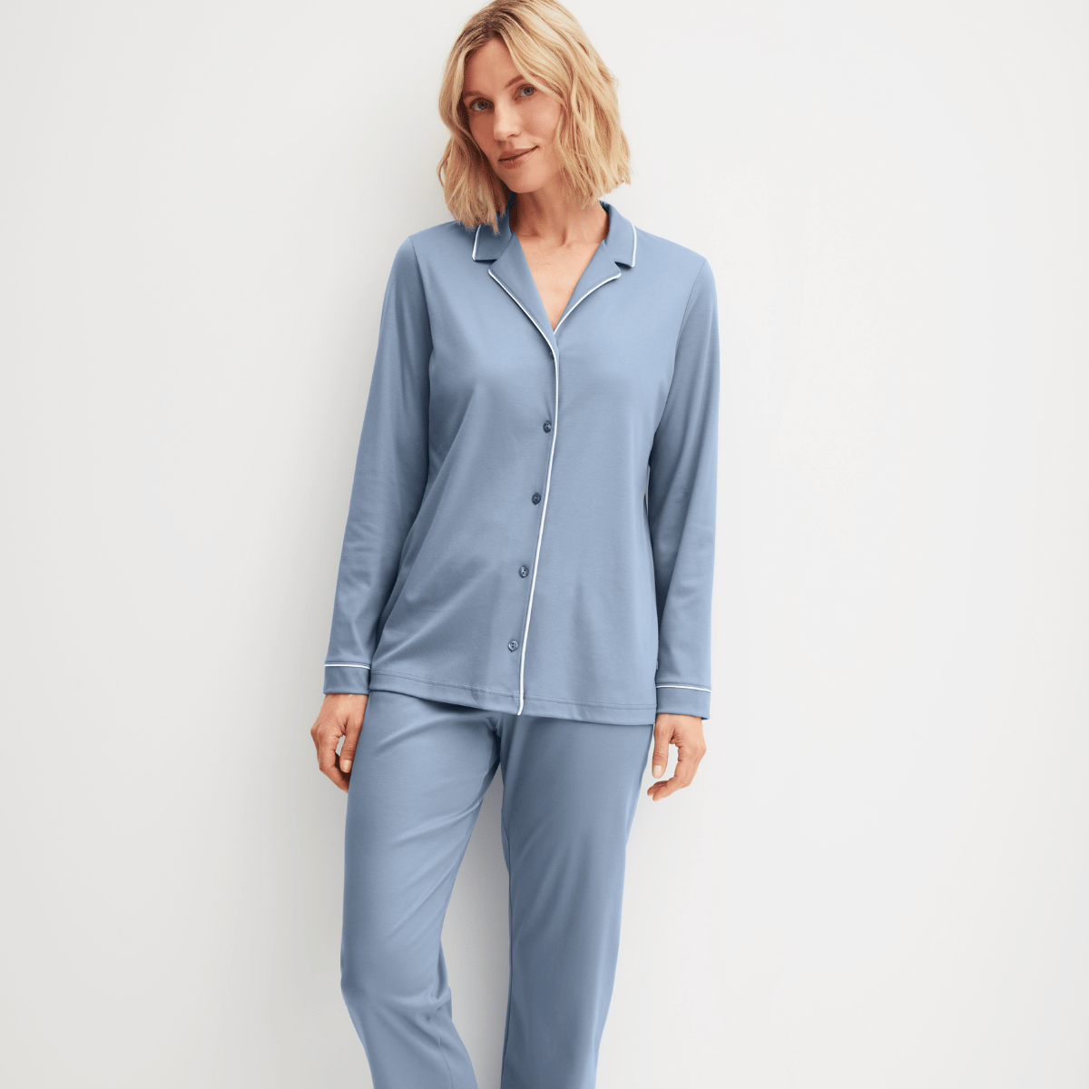 Calida Night Lovers pyjamas, blå - 43629 - 395 - Aura Blue