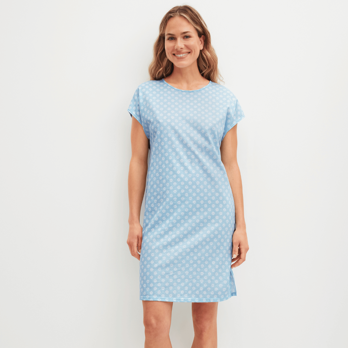 Calida Lovely Nights natkjole, lyseblå - 36052 - 545 - Cascade Blue