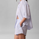 Calvin Klein natshorts, lyseblå - LV00QS7596 - 2NE - Sera Stripe Blue Descent