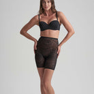 Bye Bra Lacy High Waist Shaping shorts, sort - LACHWS - Black - Black