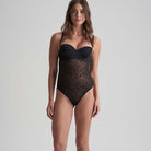 Bye Bra Lacy High Waist Shaping bodystocking, sort - LACOBB - Black - Black