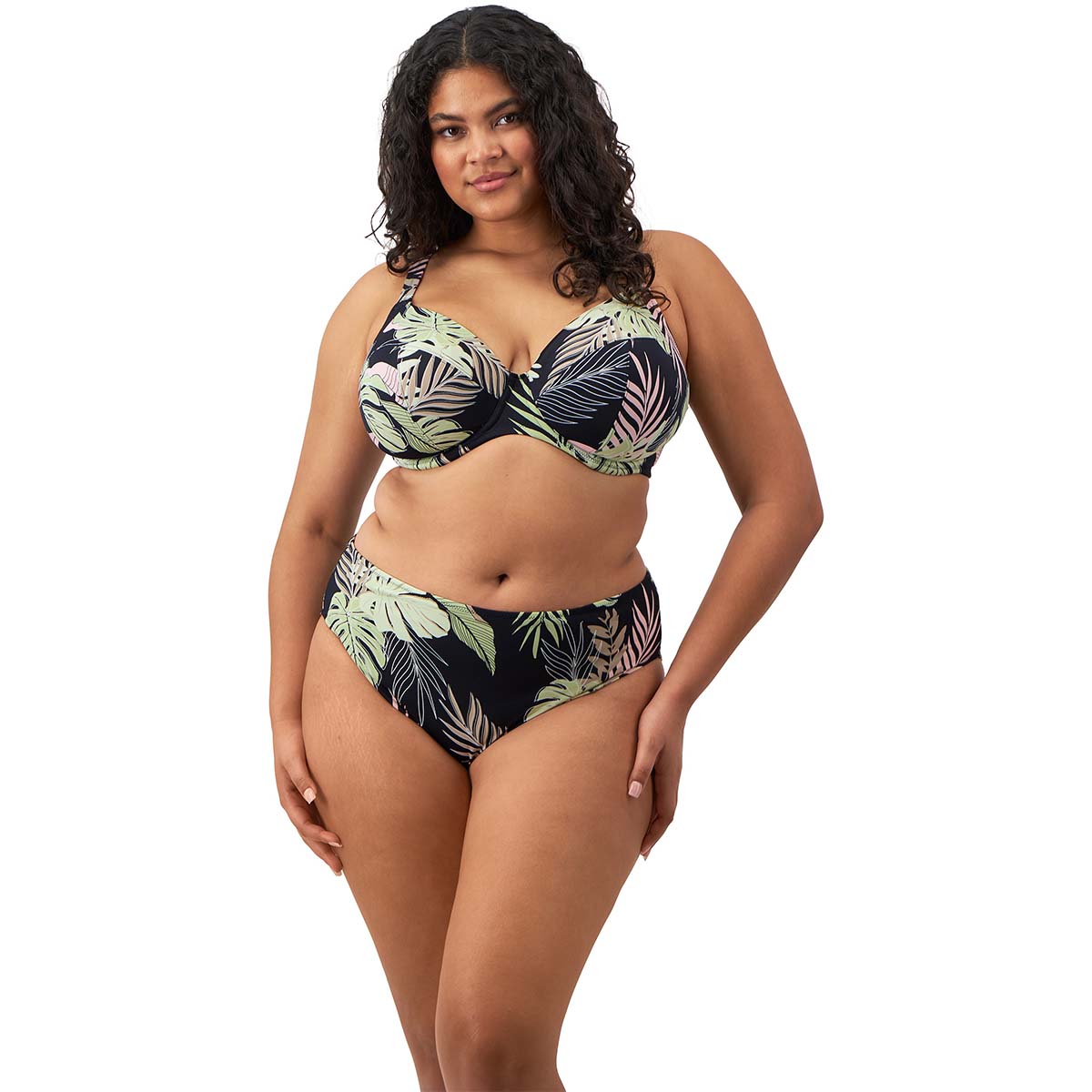 Elomi Tropical Retreat midi bikinitrusse, multi - ES801972 - BLK - Black